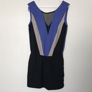 C. Luce Black/Blue/tan design minidress Size S